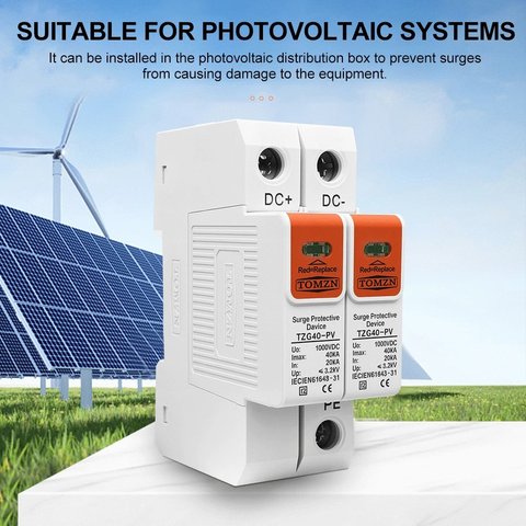 Пристрій захисту від імпульсних перенапруг TOMZN TZG40-PV , 2P, 1000 В, PV Прев'ю 1