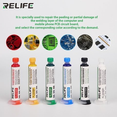 Máscara de soldadura RELIFE RL-UVH900R, roja, 10 ml, UV Vista previa  1