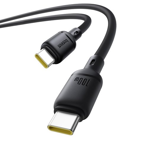 USB Cable Baseus Silky, (2xUSB type-C, 100 cm, 100 W, black, silicone) #P10377704113-00 Preview 2