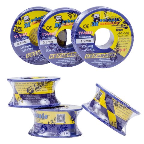 Solder Mechanic TY-V833, (Sn 63% , Pb 37%, flux 1-3%, 1,2 mm, 40 g) Preview 1