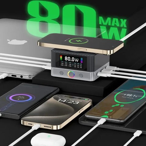 Adaptador de red RELIFE Q7, W, Wireless Charge, Quick Charge, 6 puertos Vista previa  2