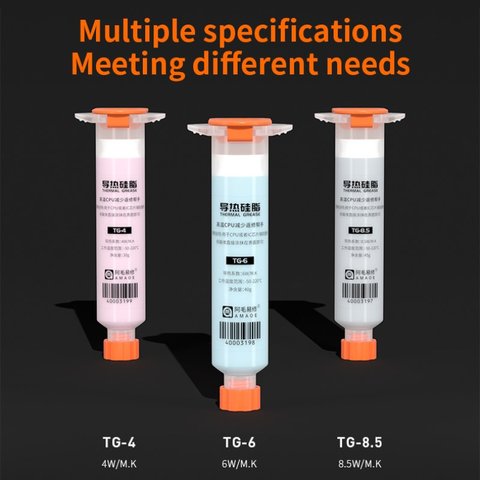 Pasta térmica Amaoe TG-6, de silicona, en jeringa, 40 g, 6 Вт/м*К Vista previa  5
