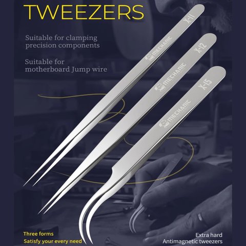 Пінцет монтажний Mechanic X-11, прямий, антистатичний, 140 мм Прев'ю 1