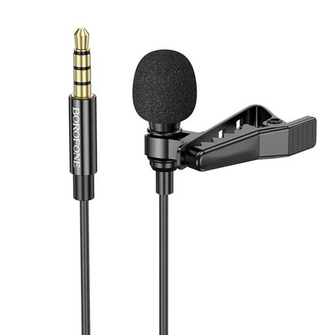 Мікрофон петличний Borofone BFK11, з кліпсою, TRRS 3.5 мм, 2 м, 360°, #6941991106668 Прев'ю 1